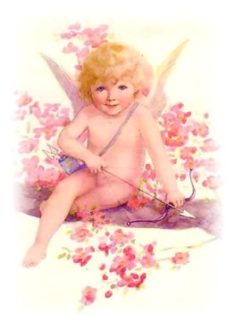 vintage cupid pink cherry blossoms bow arrow