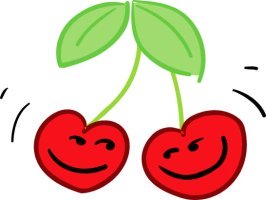 happy cherries red hearts