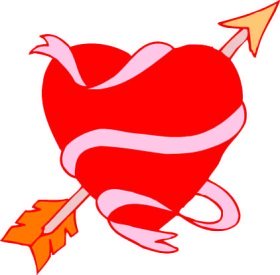 red heart with ribbon and arrow